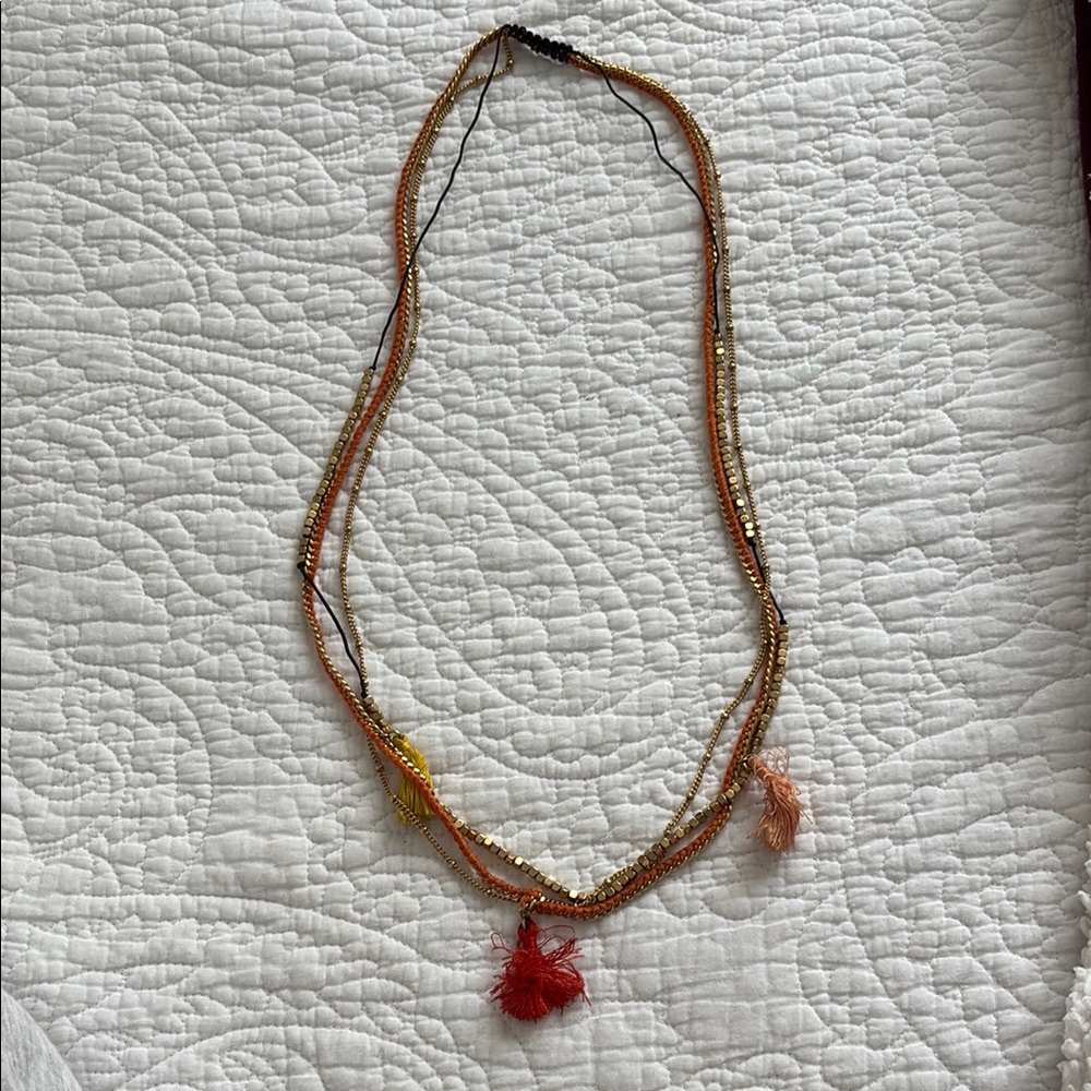 BCBG Multicolor Beaded Necklace with Tassels